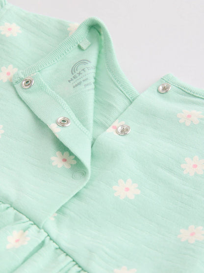 |BabyGirl| Conjunto Com 3 Macacões De Bebê Em Malha Com Estampa De Coração Rosa