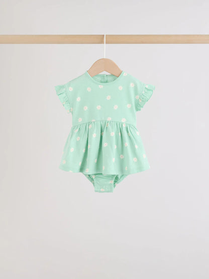 |BabyGirl| Conjunto Com 3 Macacões De Bebê Em Malha Com Estampa De Coração Rosa