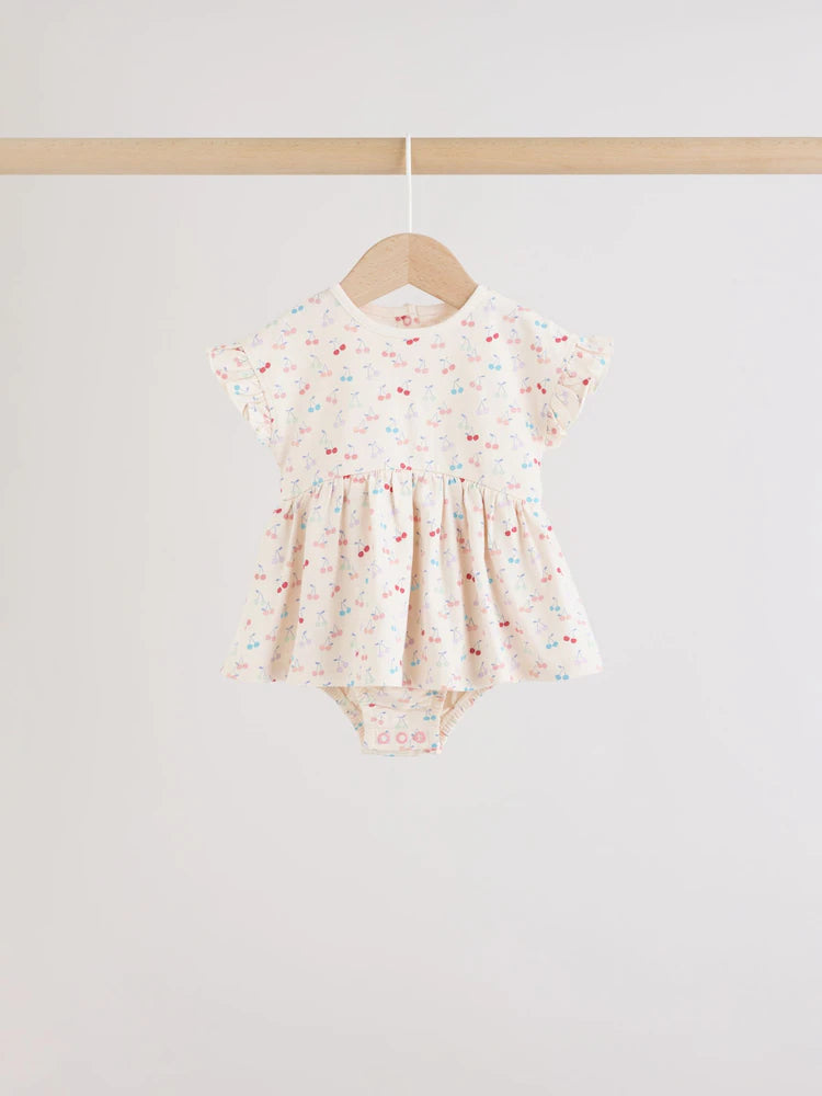 |BabyGirl| Conjunto Com 3 Macacões De Bebê Em Malha Com Estampa De Coração Rosa