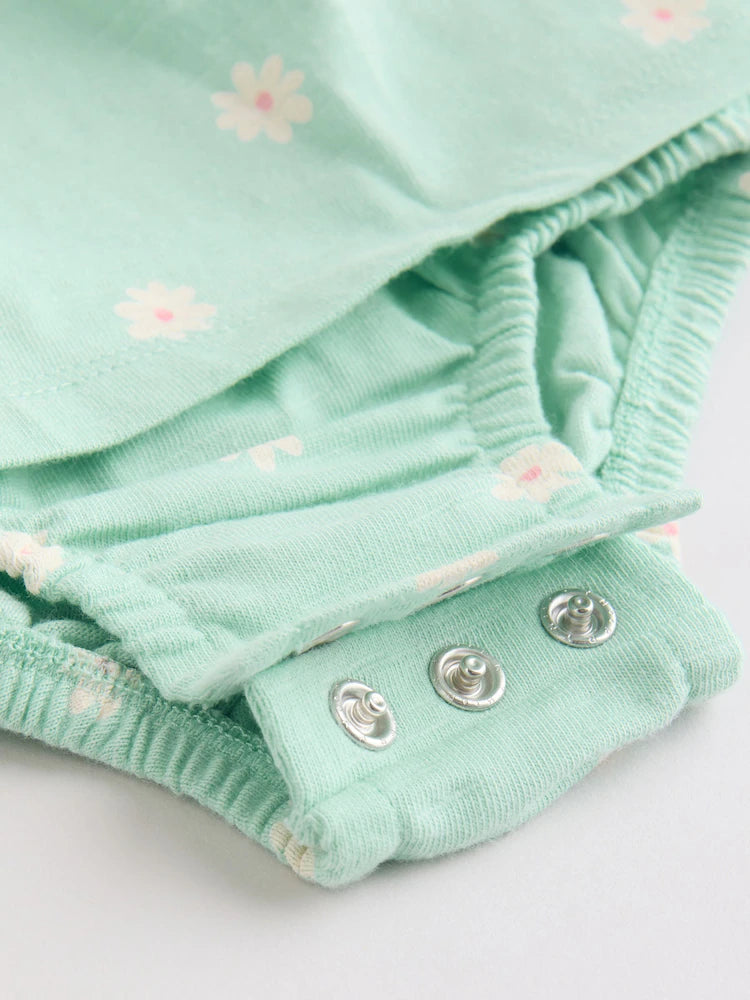 |BabyGirl| Conjunto Com 3 Macacões De Bebê Em Malha Com Estampa De Coração Rosa