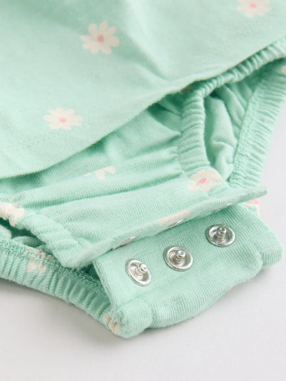 |BabyGirl| Conjunto Com 3 Macacões De Bebê Em Malha Com Estampa De Coração Rosa