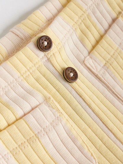 |BabyGirl| Conjunto De Blusa De Manga Comprida e Legging Com Estampa Floral Amarela/Listrada, 6 peças (0 meses a 3 anos)