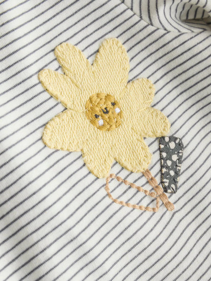 |BabyGirl| Conjunto De Blusa De Manga Comprida e Legging Com Estampa Floral Amarela/Listrada, 6 peças (0 meses a 3 anos)