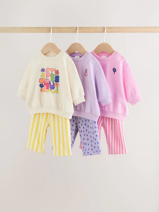|BabyGirl| Conjunto de Moletom e Calça Jogger (0 meses a 3 anos)
