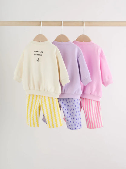 |BabyGirl| Conjunto de Moletom e Calça Jogger (0 meses a 3 anos)