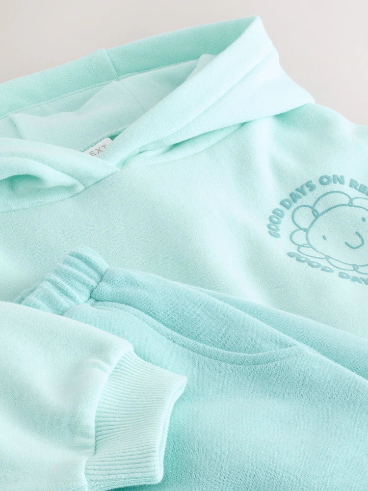 |Girl| Conjunto De Moletom Com Capuz e Calça Jogger Com Estampa Floral Azul (3 meses a 7 anos)