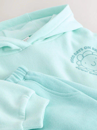 |Girl| Conjunto De Moletom Com Capuz e Calça Jogger Com Estampa Floral Azul (3 meses a 7 anos)