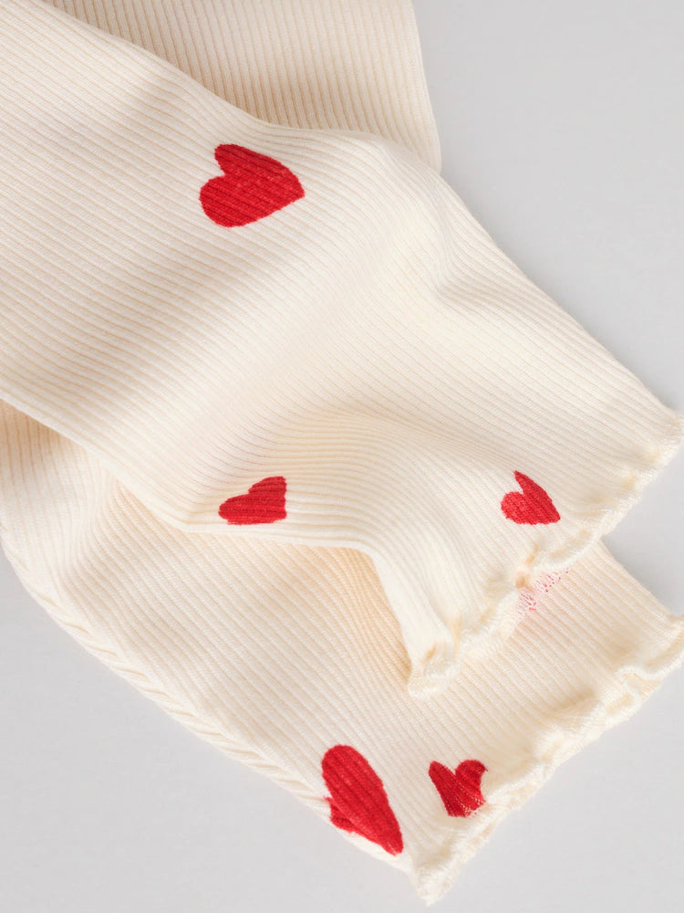 |BabyGirl| Conjunto De 2 Peças Para Bebê Com Estampa De Corações Na Cor Cru (Top e Leggings, tamanho 0 meses a 2 anos)