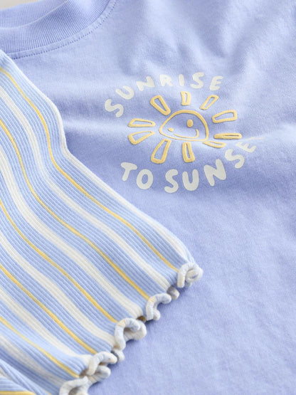 |Boy| Conjunto De Camiseta De Manga Curta e Shorts De Ciclismo Blue Sunshine (3 meses a 7 anos)