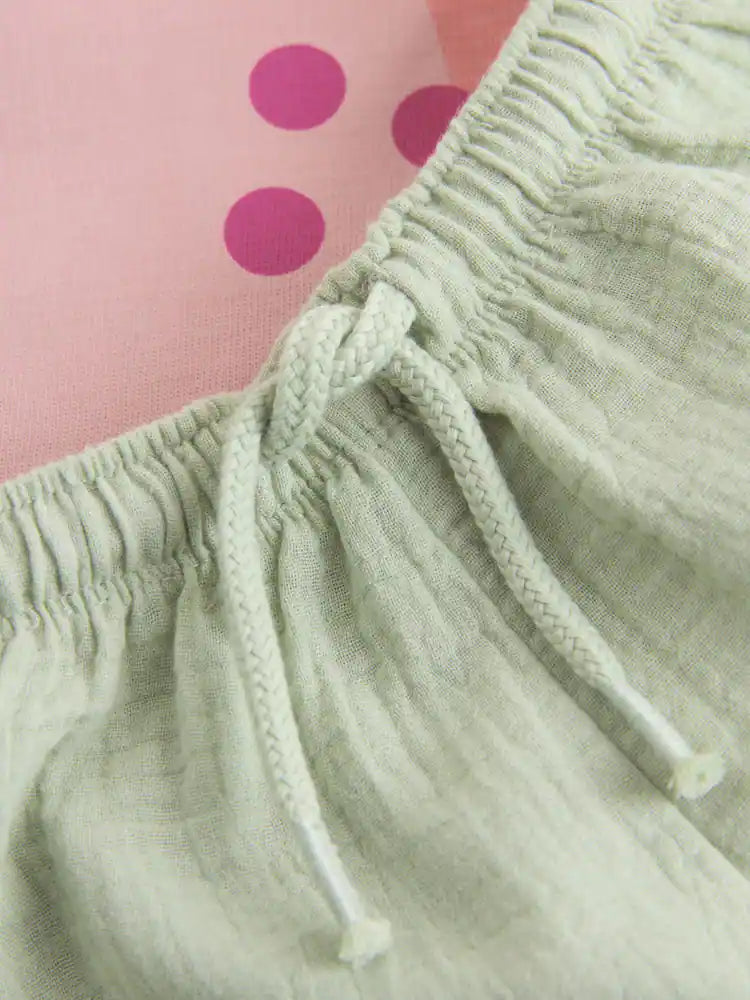|Girl| Conjunto De Camiseta De Manga Curta e Shorts Com Estampa De Maçã Rosa (3 meses a 7 anos)