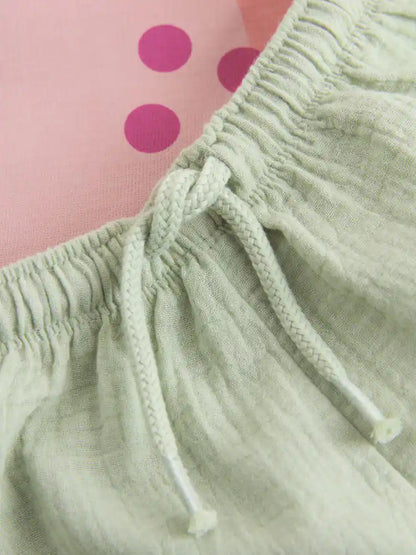 |Girl| Conjunto De Camiseta De Manga Curta e Shorts Com Estampa De Maçã Rosa (3 meses a 7 anos)
