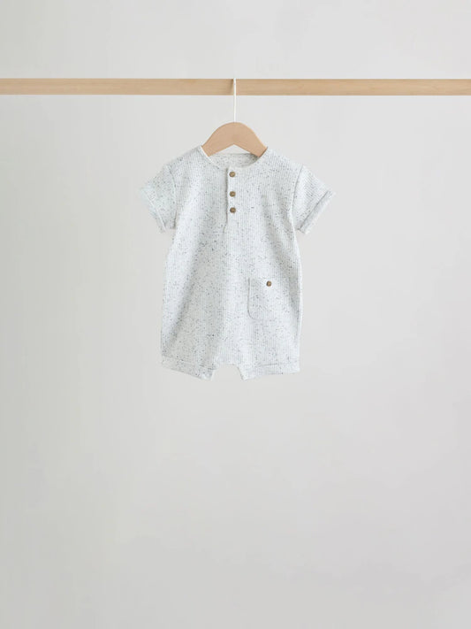 |BabyBoy| Conjunto Com 4 Macacões De Bebê Cinza Estilo Vovô Com Botões No Pescoço