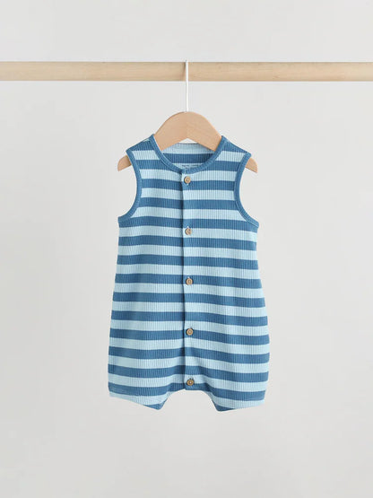 |BabyBoy| Macacão De Bebê Azul Em Malha