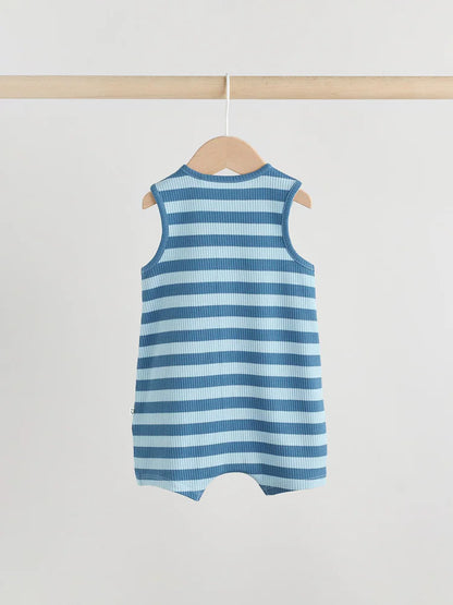 |BabyBoy| Macacão De Bebê Azul Em Malha