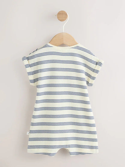 |BabyGirl| Macacão Infantil Listrado Azul Com a Frase "Eu Amo Meu Papai"