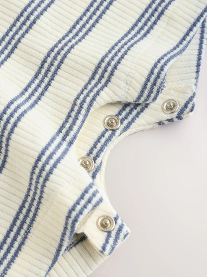 |BabyGirl| Macacão Infantil Listrado Azul Com a Frase "Eu Amo Meu Papai"