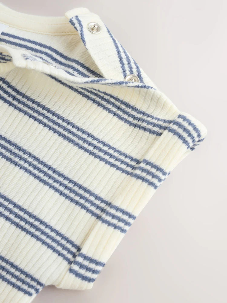 |BabyGirl| Macacão Infantil Listrado Azul Com a Frase "Eu Amo Meu Papai"