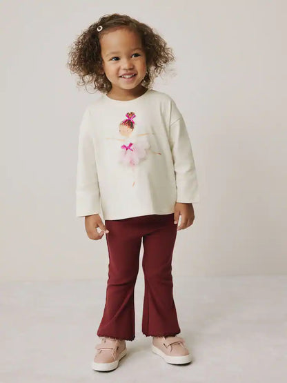 |Girl| Camiseta Bailarina Manga Comprida Crua (3 meses a 7 anos)