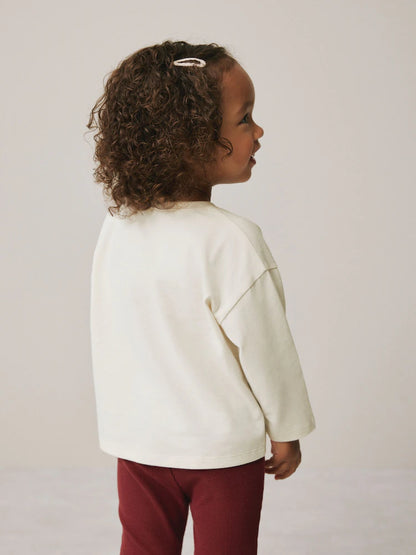 |Girl| Camiseta Bailarina Manga Comprida Crua (3 meses a 7 anos)