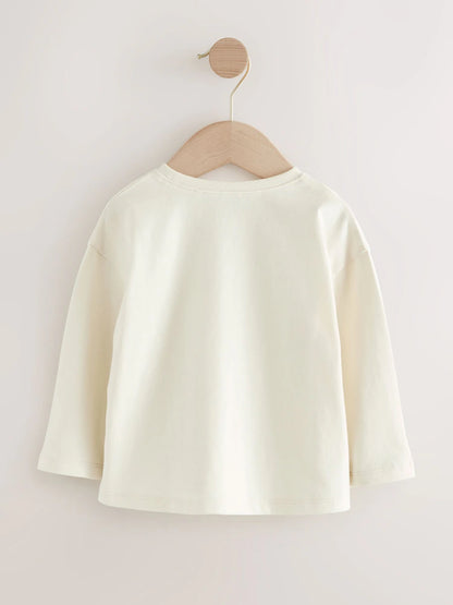 |Girl| Camiseta Bailarina Manga Comprida Crua (3 meses a 7 anos)