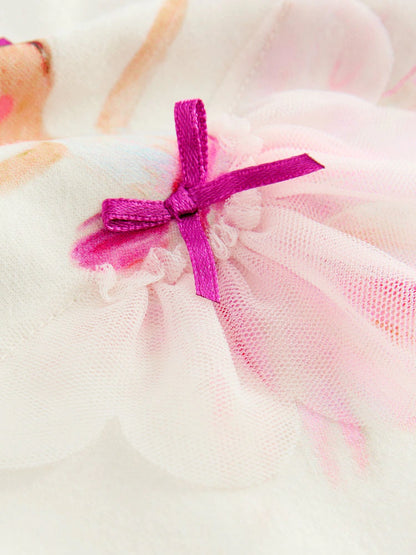 |Girl| Camiseta Bailarina Manga Comprida Crua (3 meses a 7 anos)