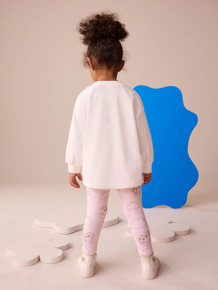 |Girl| Conjunto De Camiseta e Leggings De Manga Comprida Peppa Pig e Evie Rosa Cru (3 meses a 7 anos)