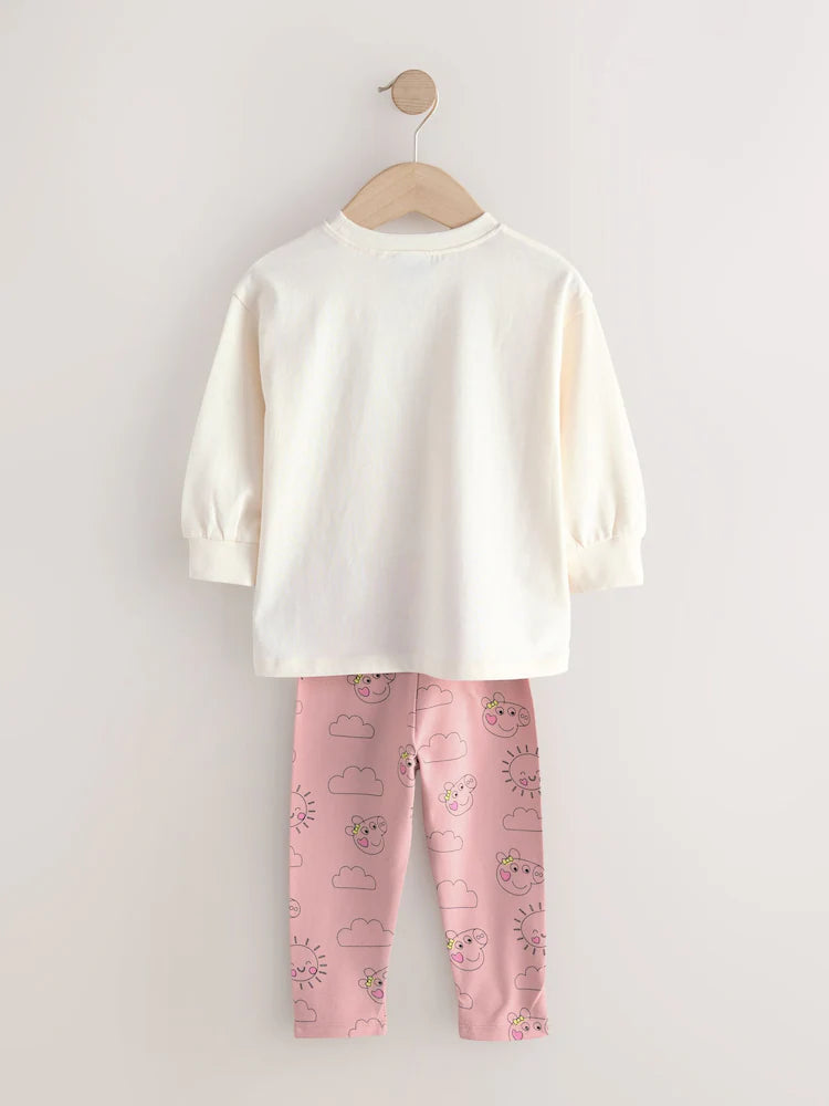 |Girl| Conjunto De Camiseta e Leggings De Manga Comprida Peppa Pig e Evie Rosa Cru (3 meses a 7 anos)