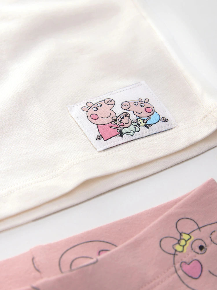 |Girl| Conjunto De Camiseta e Leggings De Manga Comprida Peppa Pig e Evie Rosa Cru (3 meses a 7 anos)