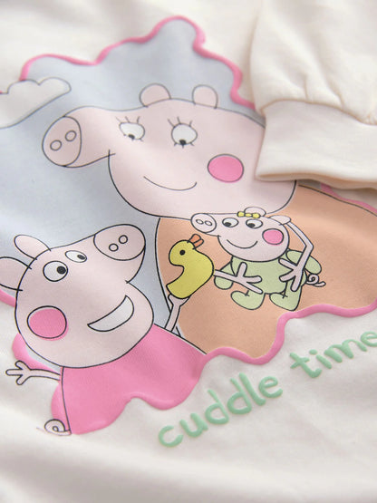 |Girl| Conjunto De Camiseta e Leggings De Manga Comprida Peppa Pig e Evie Rosa Cru (3 meses a 7 anos)