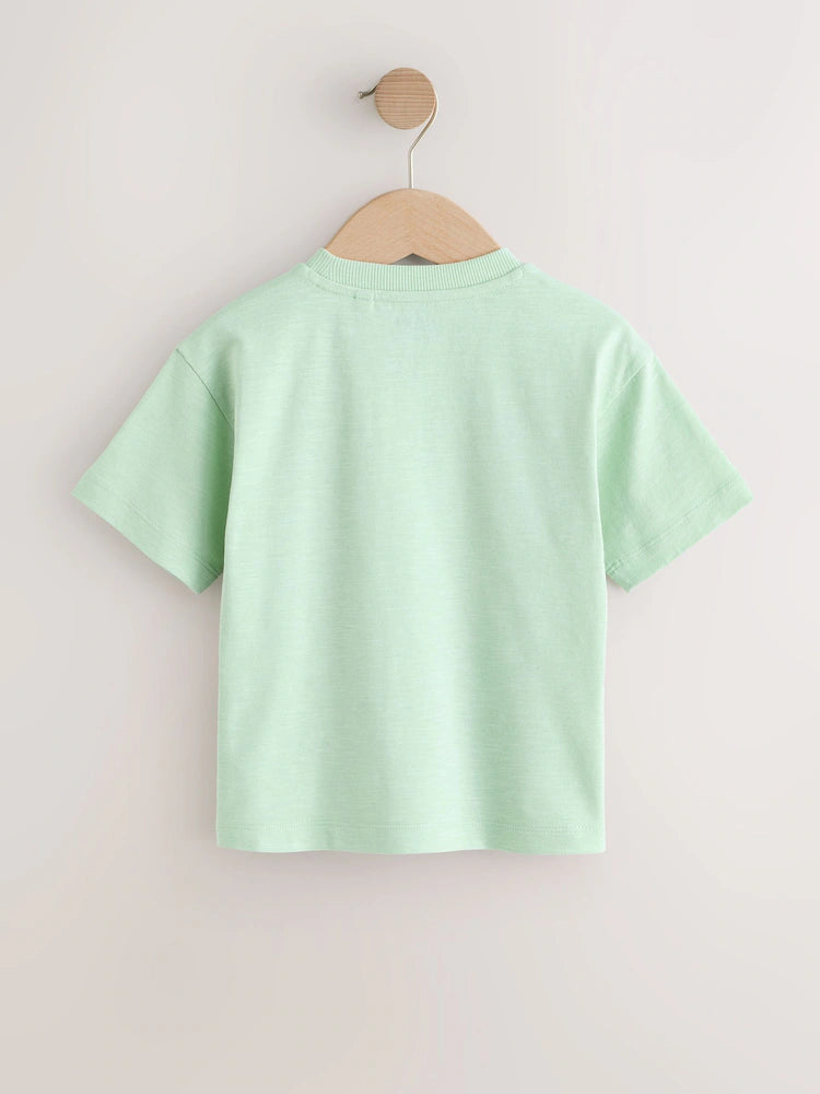 |Boy| Pacote Com 3 Camisetas De Manga Curta Com Estampa De Fazenda Em Aquarela Verde (3 meses a 7 anos)