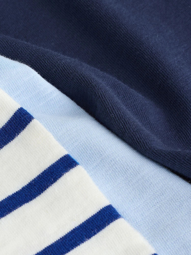 |Boy| Conjunto De 3 Camisetas De Manga Curta Com Apliques De Animais Marinhos Da Marinha (3 meses a 7 anos)