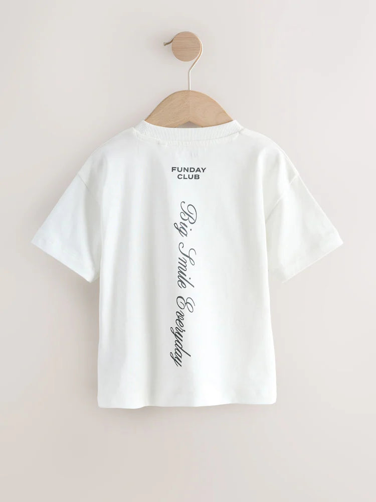 |Boy| Pacote Com 3 Camisetas Brancas De Manga Curta Com Estampa De Slogan (3 meses a 7 anos)