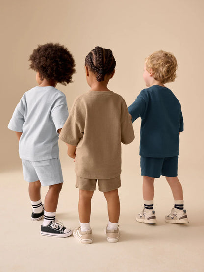 |Boy| Calções De Malha Castanha Chocolate e Cru (3 meses a 7 anos)