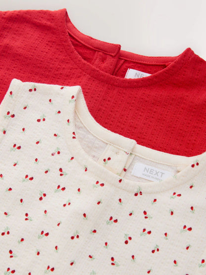 |Girl| Kit com 2 Conjuntos de Regata e Shorts Vermelho e Branco (3 meses a 7 anos)