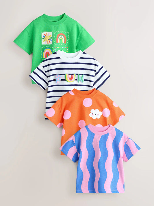 |Girl| Conjunto De 4 Camisetas Arco-íris (3 meses a 7 anos)