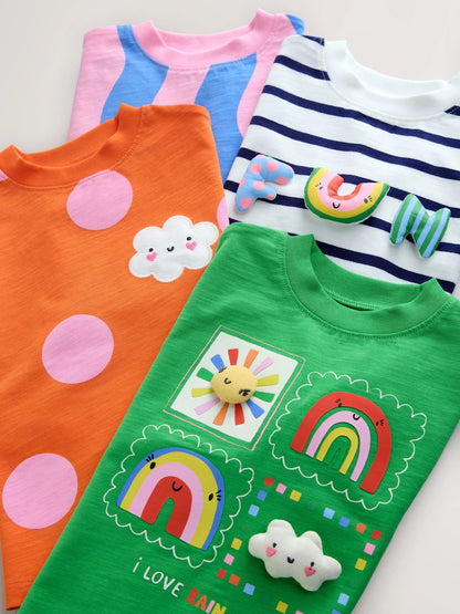 |Girl| Conjunto De 4 Camisetas Arco-íris (3 meses a 7 anos)