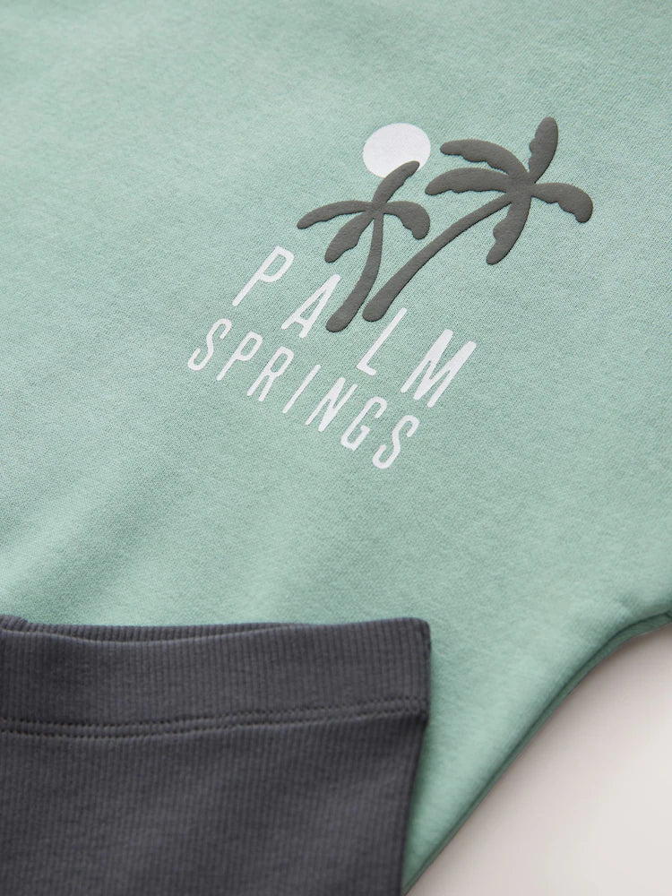 |Boy| Conjunto De Moletom Com Gola Redonda e Leggings Verde-Sálvia (3 meses a 7 anos)