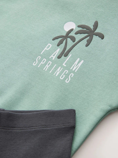 |Boy| Conjunto De Moletom Com Gola Redonda e Leggings Verde-Sálvia (3 meses a 7 anos)