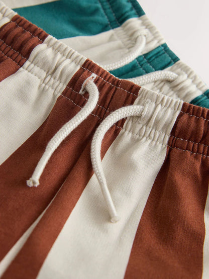 |Boy| Conjunto De Moletom Com Gola Redonda e Shorts Nas Cores Marrom Ferrugem e Verde-azulado (3 meses a 7 anos)