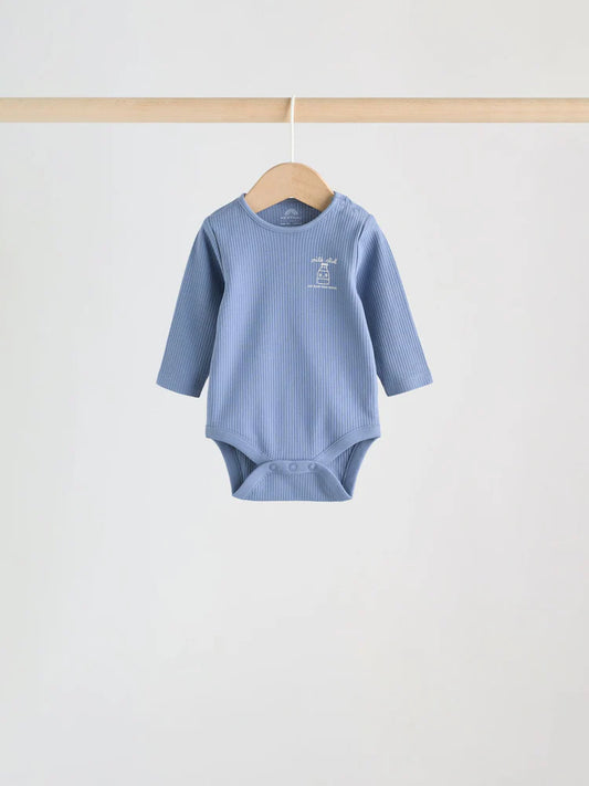 |BabyBoy| Conjunto De 5 Bodies Azuis De Manga Comprida Para Bebês
