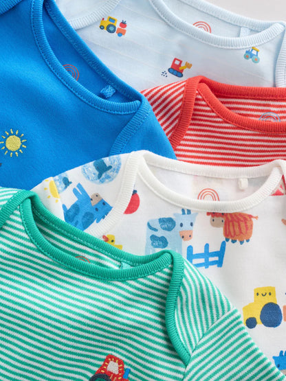 |BabyBoy| Conjunto De 5 Bodies De Manga Curta Para Bebês Da Green Farm