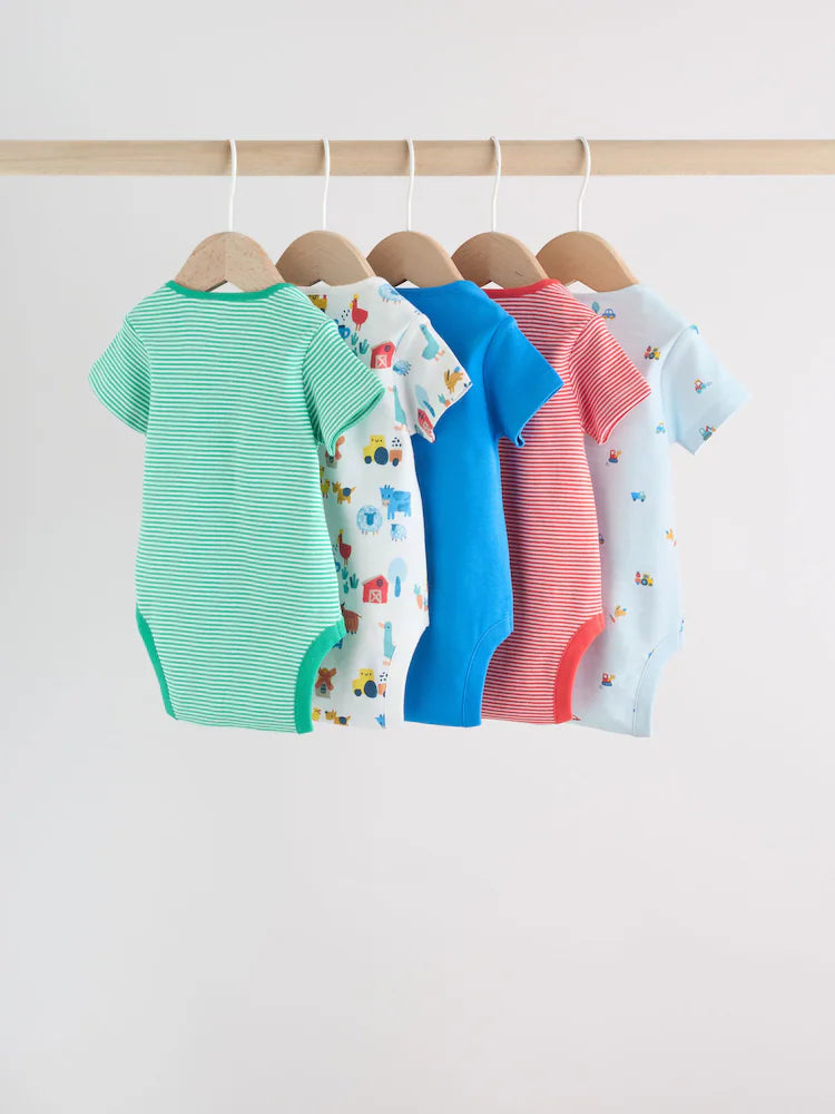 |BabyBoy| Conjunto De 5 Bodies De Manga Curta Para Bebês Da Green Farm