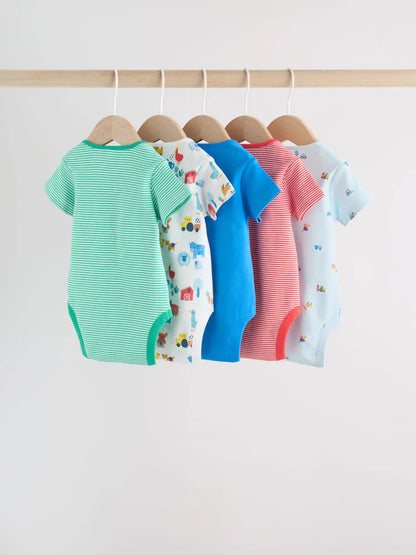 |BabyBoy| Conjunto De 5 Bodies De Manga Curta Para Bebês Da Green Farm