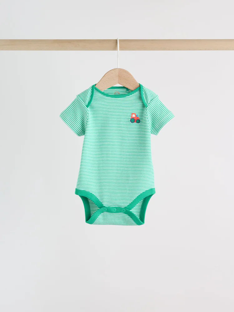 |BabyBoy| Conjunto De 5 Bodies De Manga Curta Para Bebês Da Green Farm