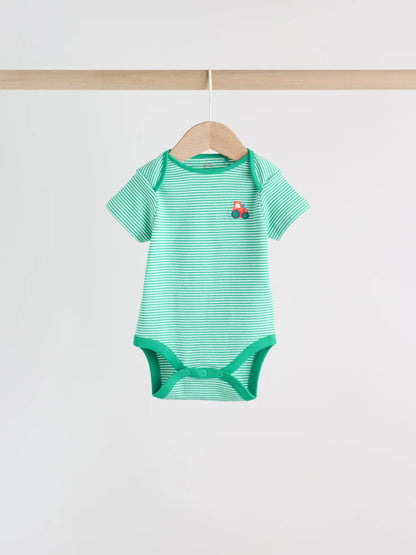 |BabyBoy| Conjunto De 5 Bodies De Manga Curta Para Bebês Da Green Farm