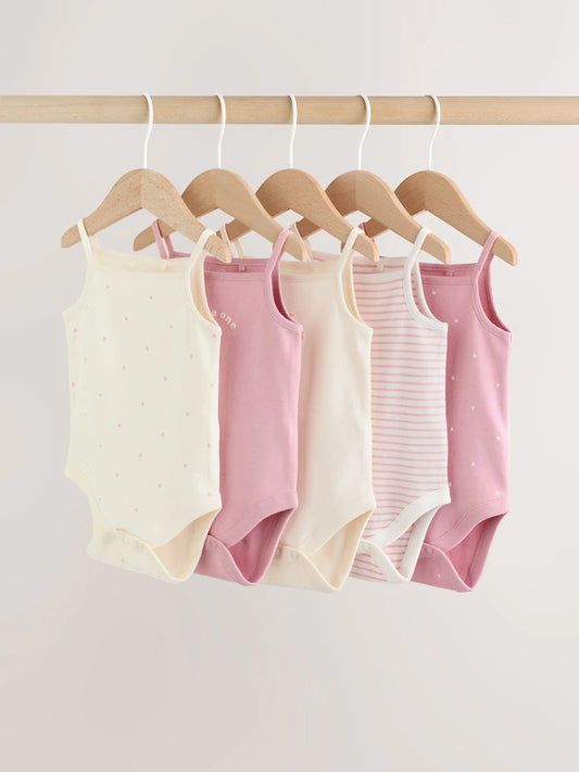 |BabyGirl| Conjunto Com 5 Bodies Rosa Para Bebês