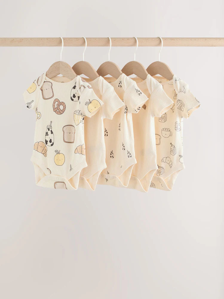 |BabyBoy| Conjunto Com 5 Bodies Neutros De Manga Curta Para Bebês