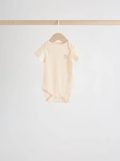 |BabyBoy| Conjunto Com 5 Bodies Neutros De Manga Curta Para Bebês