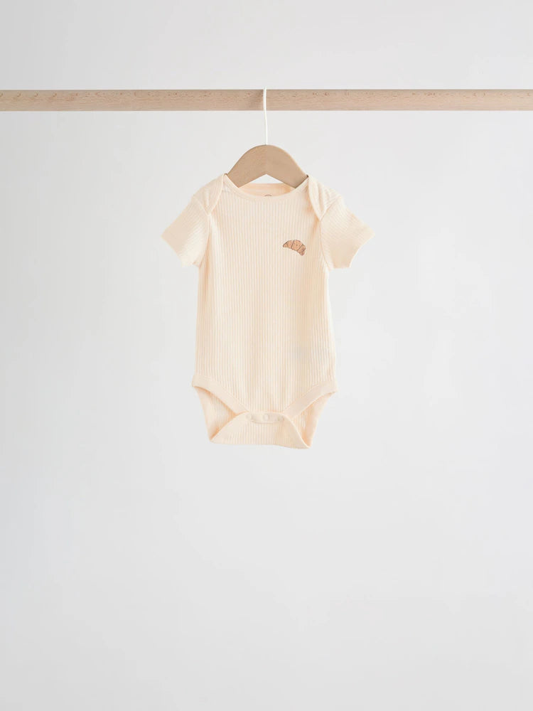 |BabyBoy| Conjunto Com 5 Bodies Neutros De Manga Curta Para Bebês