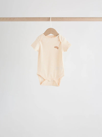 |BabyBoy| Conjunto Com 5 Bodies Neutros De Manga Curta Para Bebês